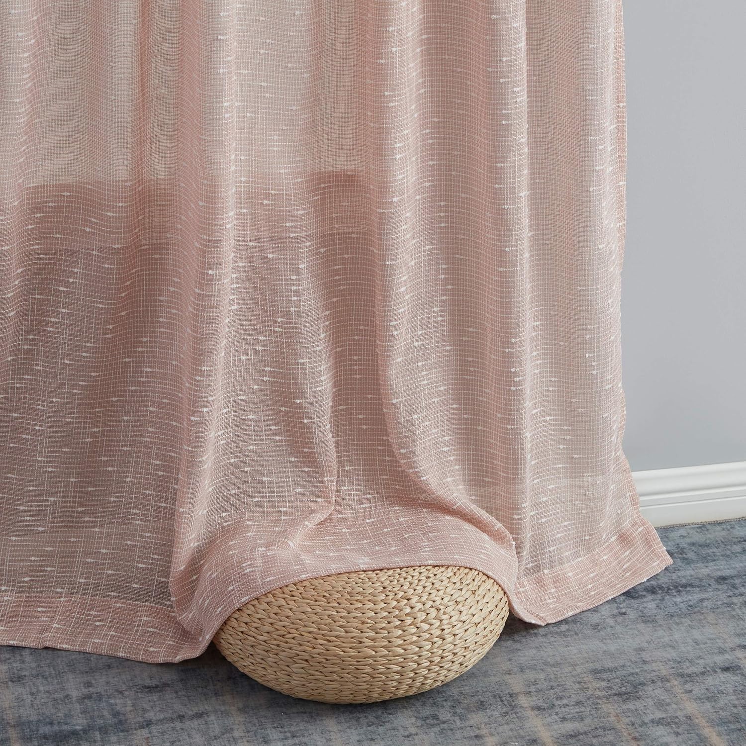 Sheer Light Filtering Transparent Back Tab Pocket Lightweight Window Curtains
