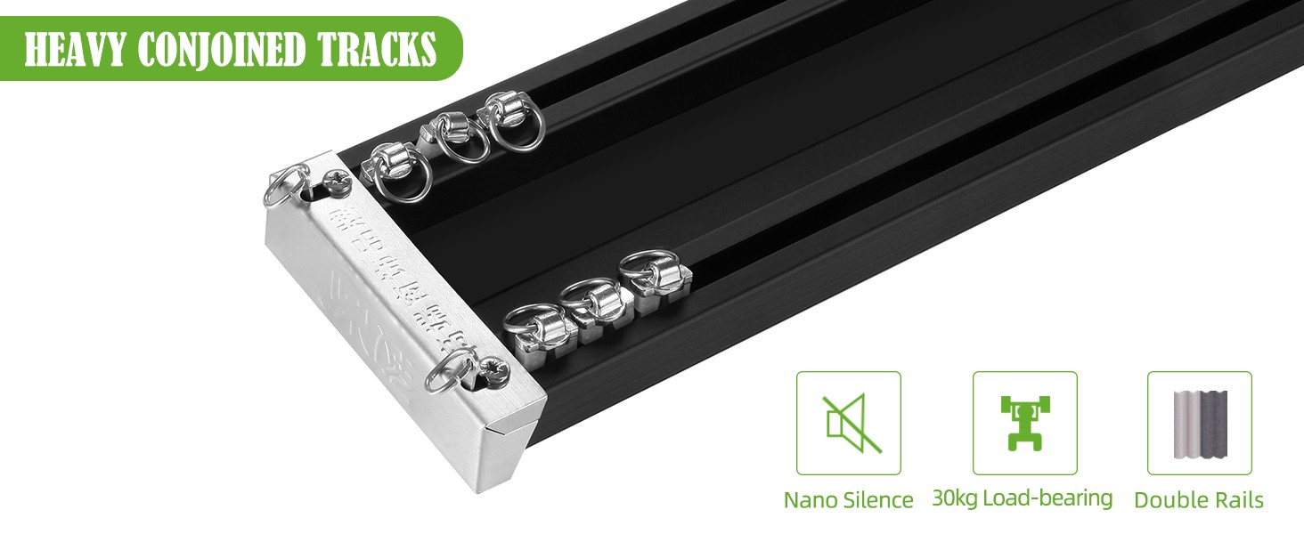 ZSHINE Heavy-Duty Curtain Conjoined Double Track Rails Ceiling Mounting for