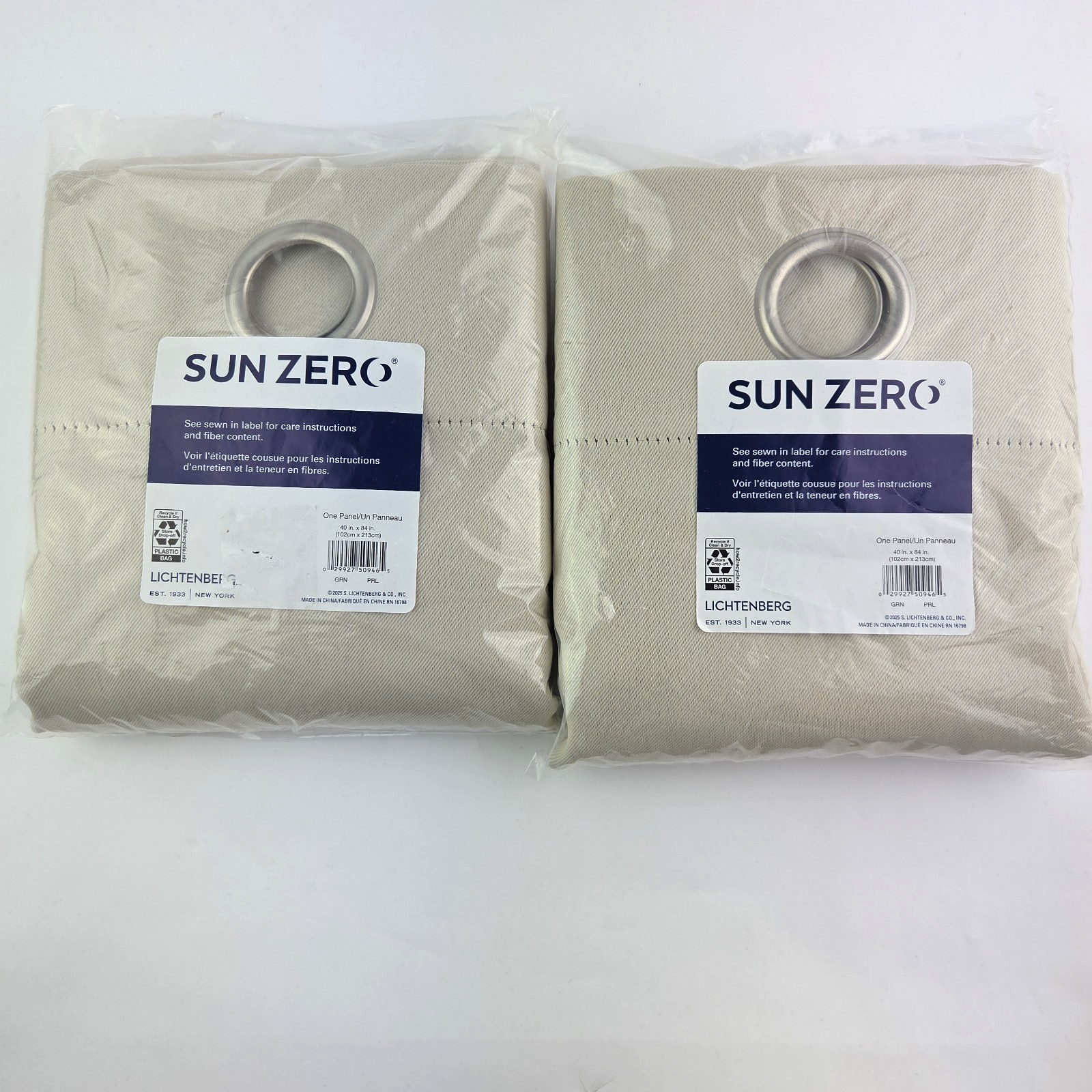 Set of 2 Sun Zero Room Darkening Curtains 40 x 84 Panel Tan Taupe Grommets