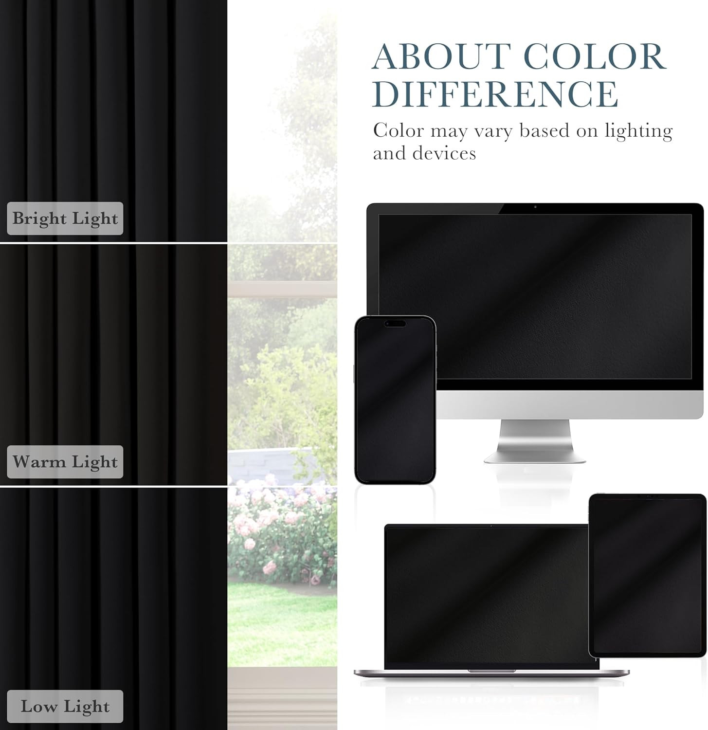 Black Blackout Curtains 96 Inch Long, Room Darkening Curtains for Bedroom, Therm