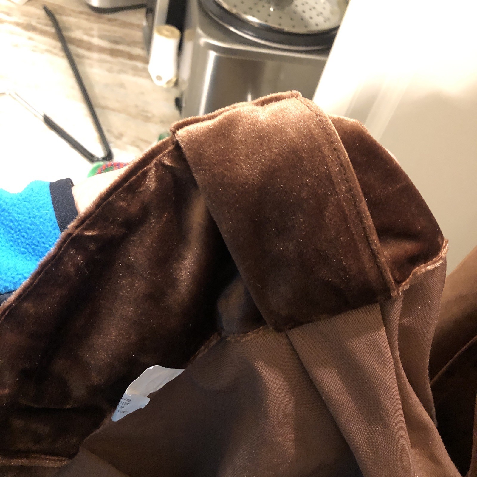 Bronze Brown Velvet Curtains 2 Panels, Back Tab Pleated Button Accents 52×94