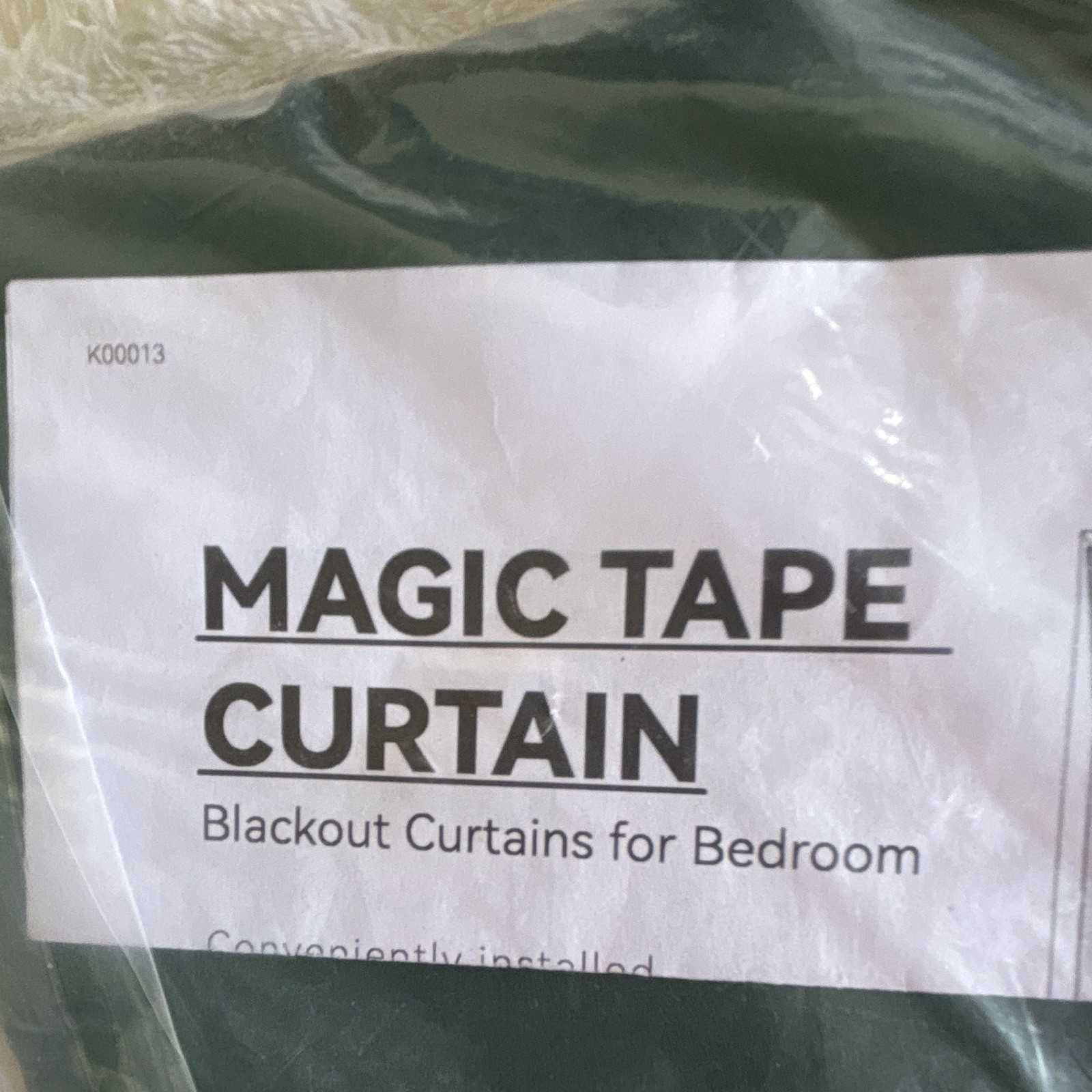 Magic Tape Curtain Blackout Panel Green Polyester Adhesive Strap 90x150cm