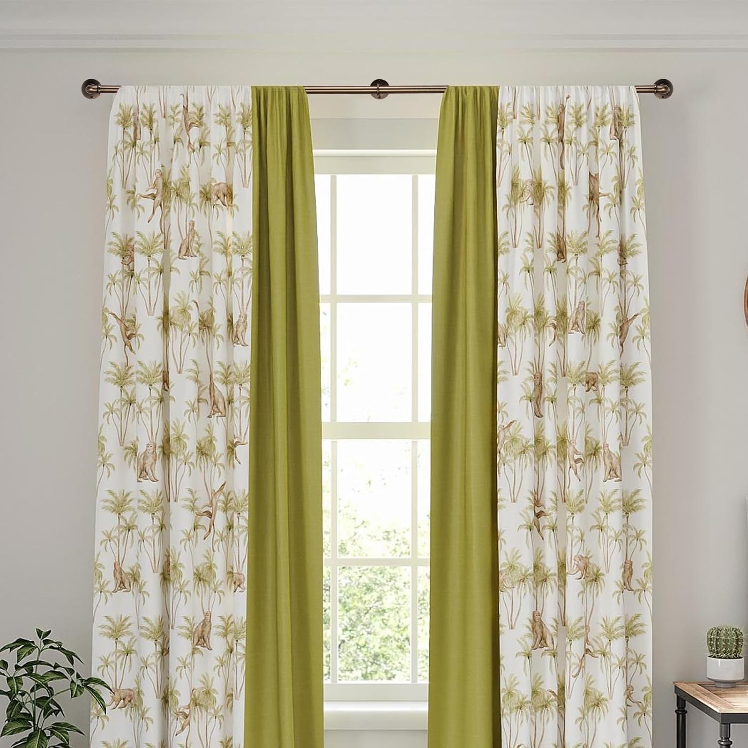 Durable Heavy-Duty Blackout Curtain Rod, 18-120in Antique Brass with Wraparound