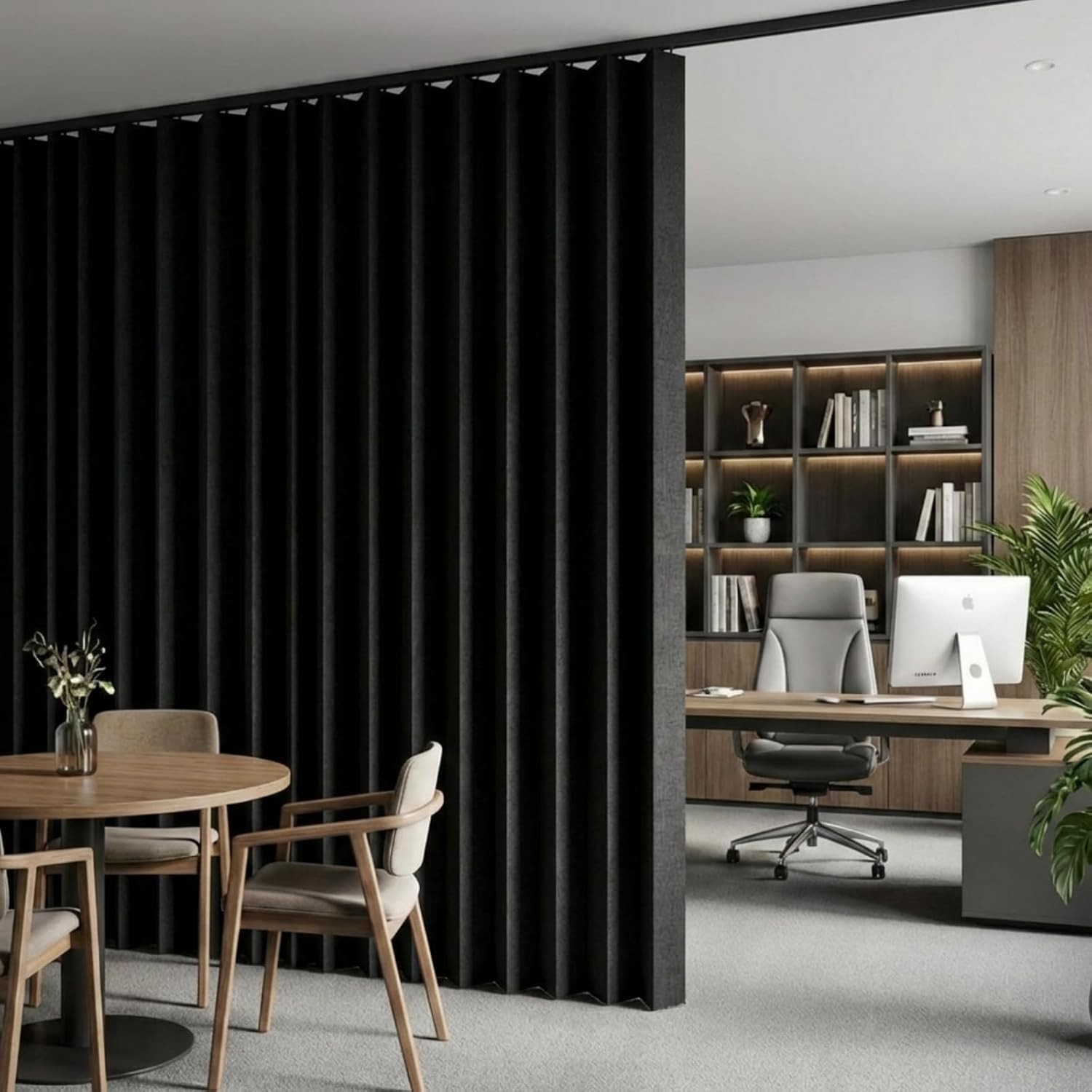 100% Blackout Room Divider Curtains with Flexible Ceiling Tracks Set, 100″ W …