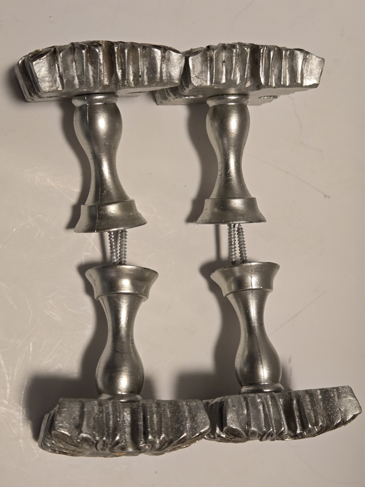 Curtain Tie Back Holder Antiqued Silver Toned- Amber Gem Scroll Finial Set Of 4