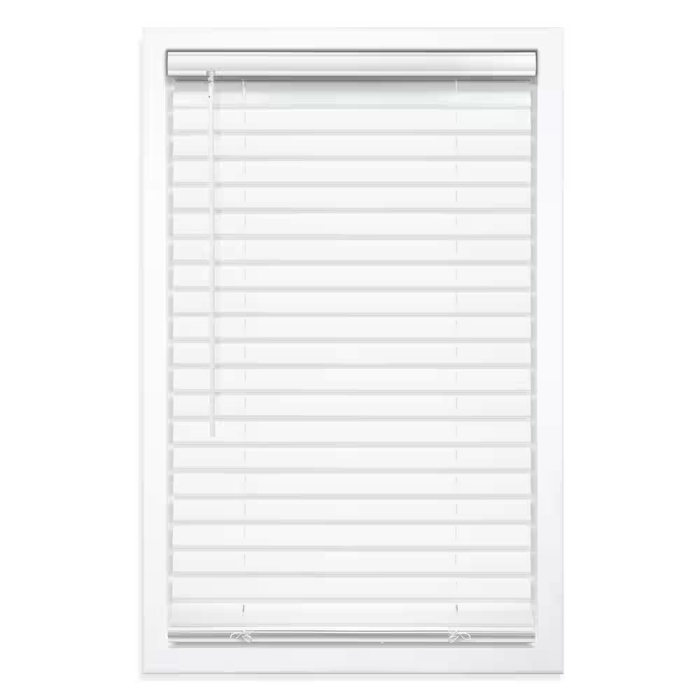 White Cordless Room Darkening Vinyl Blinds with 2 In. Slats – 35 In. W X 64 In.