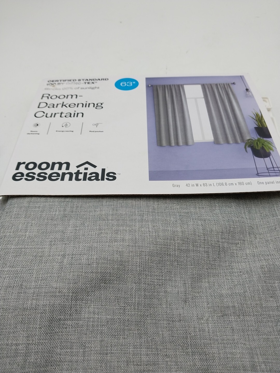 Room Essentials Room Darkening Curtain 42in W x 63in L Gray