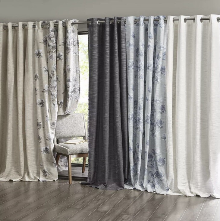 SunSmart Transitional Cotton Printed Slub Panel Neutral Finish SS40-0176 New 95”