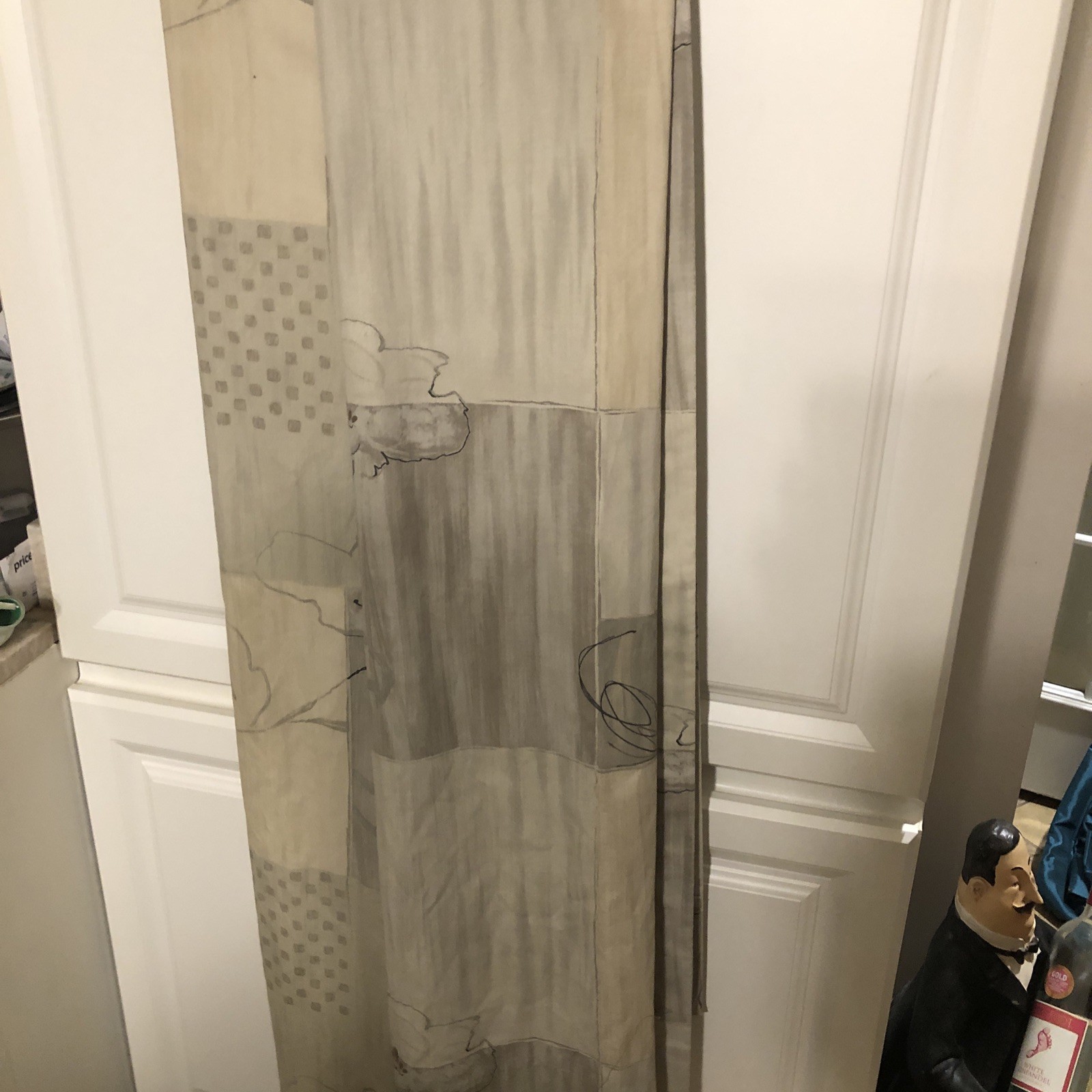 1 Pair Vintage Croscill Beige Taupe Gray Lined Weighted Curtains/Drapes 40×84