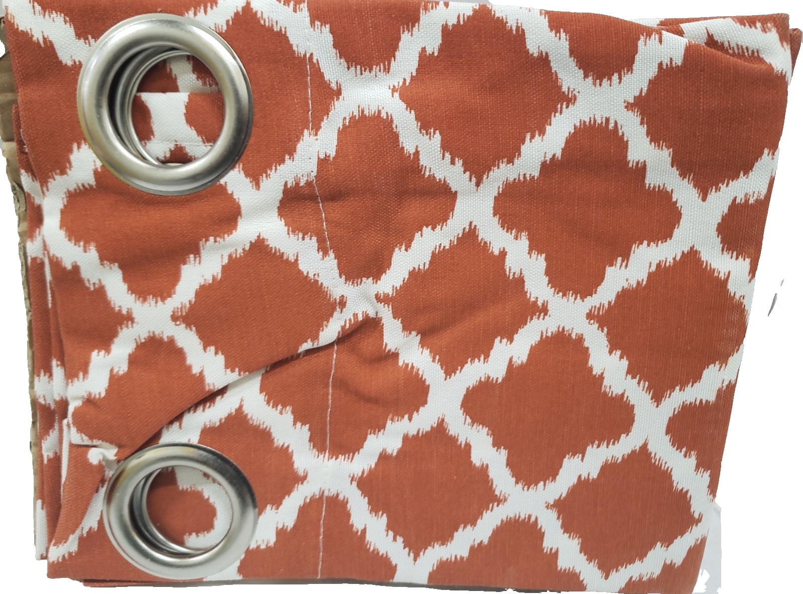 1 Grommet Panel (52″x63″) SPICE BROWN & WHITE LATTICE & TRELLIS,MISHA,Colordrift