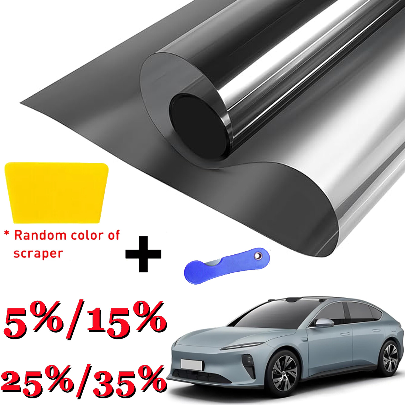 5%/15%/25%/35% VLT Uncut Window Roll Tint Film 20″ x 10ft Car Home Office Glass