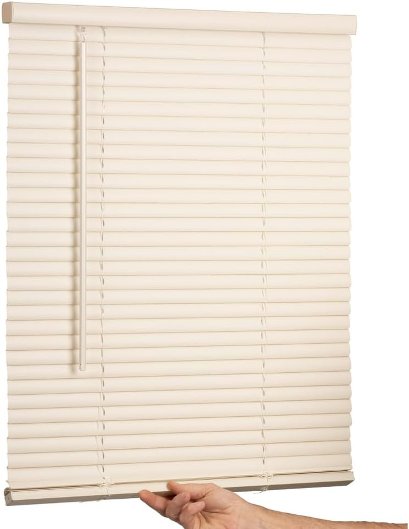 Cordless Mini Blind, 1″ Vinyl Slats, 22″ Wide X 36″ Long – White, Window Blinds