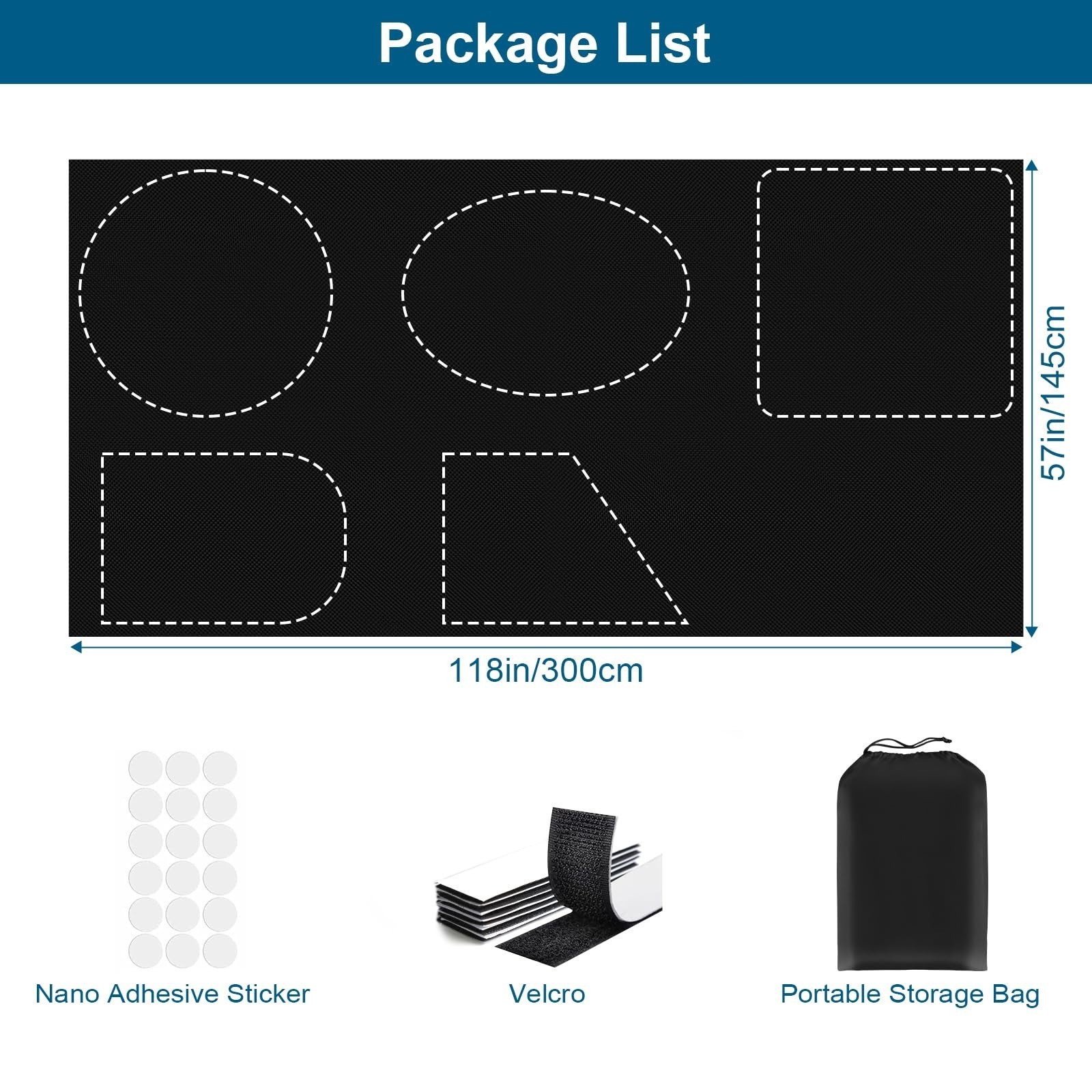 100% Blackout Curtains for Bedroom, Portable DIY Window Blinds 118″x57″