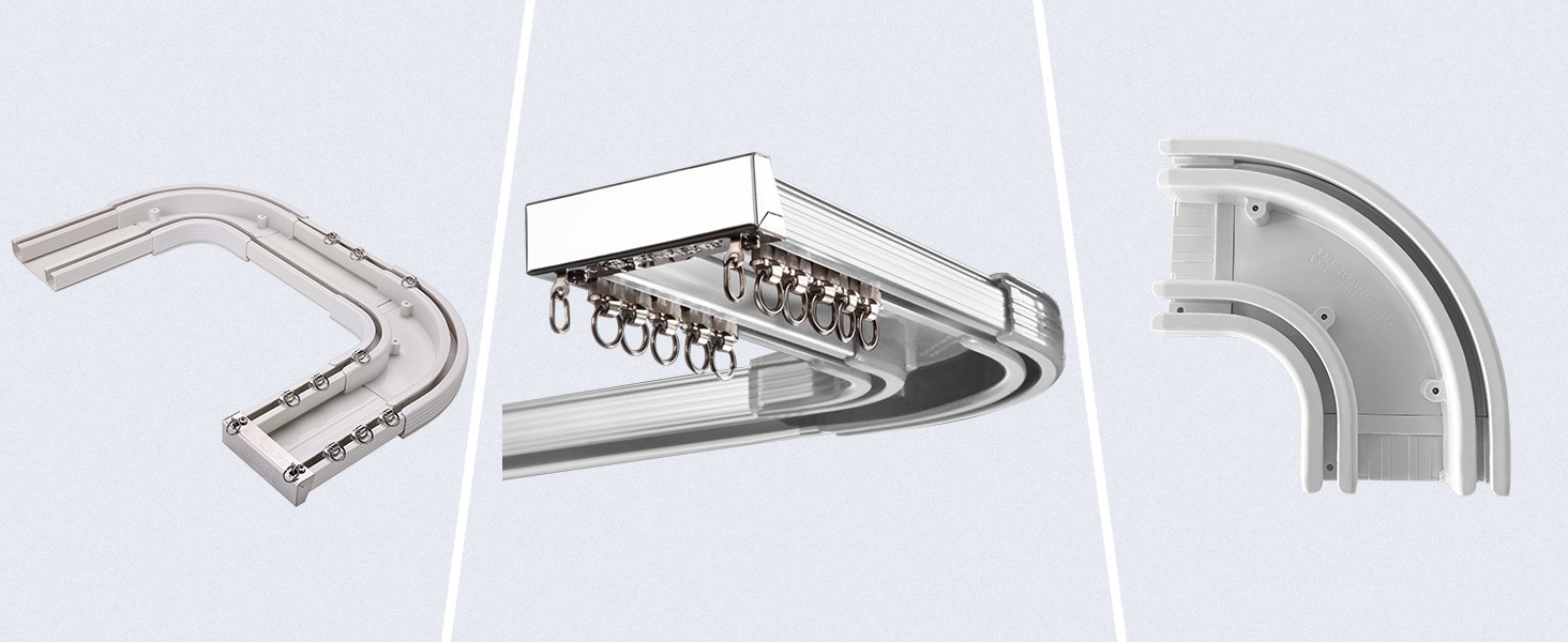 ZSHINE Heavy-Duty Curtain Conjoined Double Track Rails Ceiling Mounting for