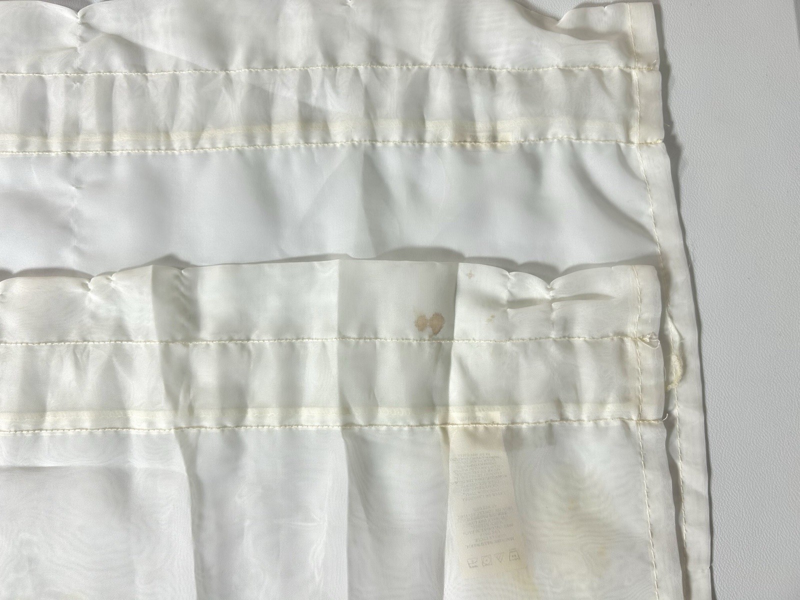 Vintage 90’s Embroidered Curtain Window Valance Panels House Trees Sheer 4 Piece
