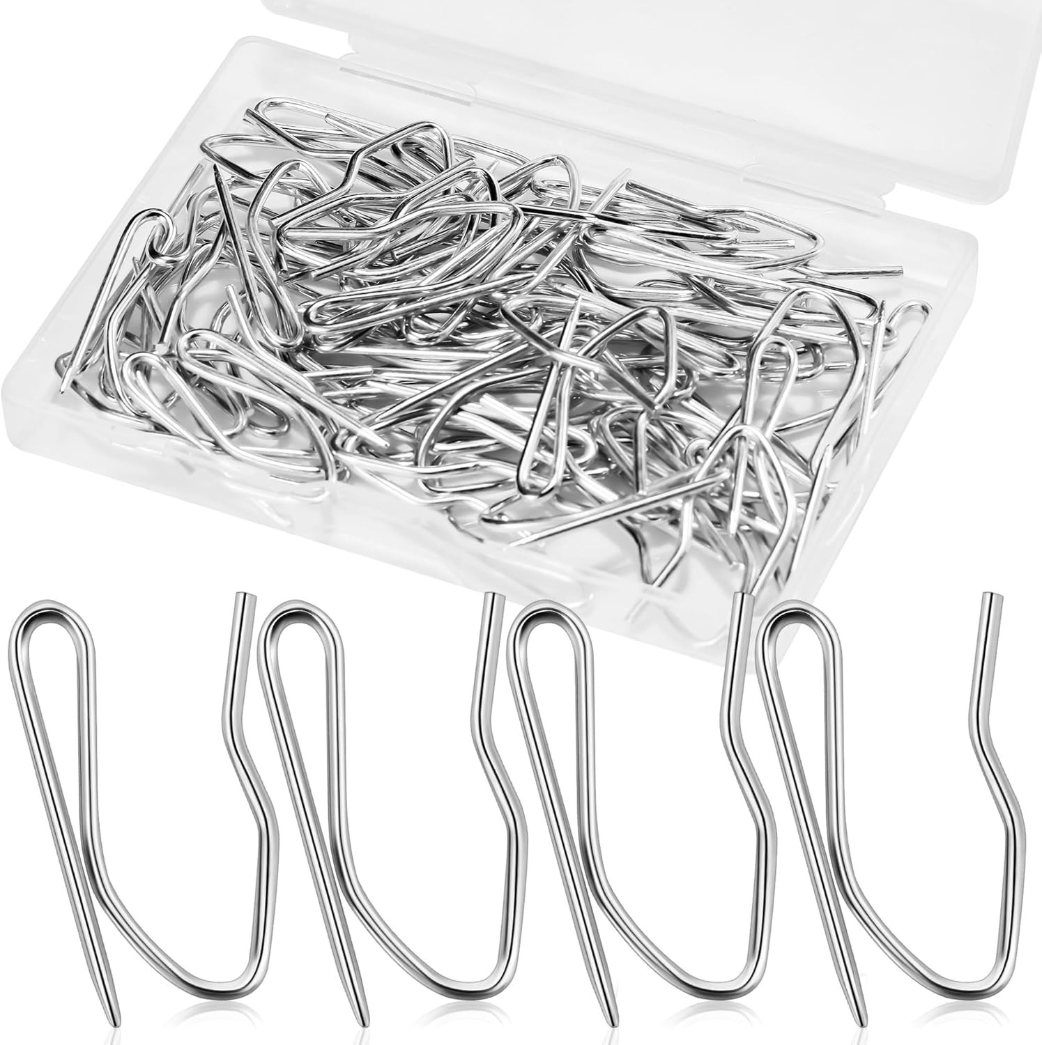 1.25in Curtain Hooks 58PCS Rustproof Metal Drapery Hooks for Header Type Curtain