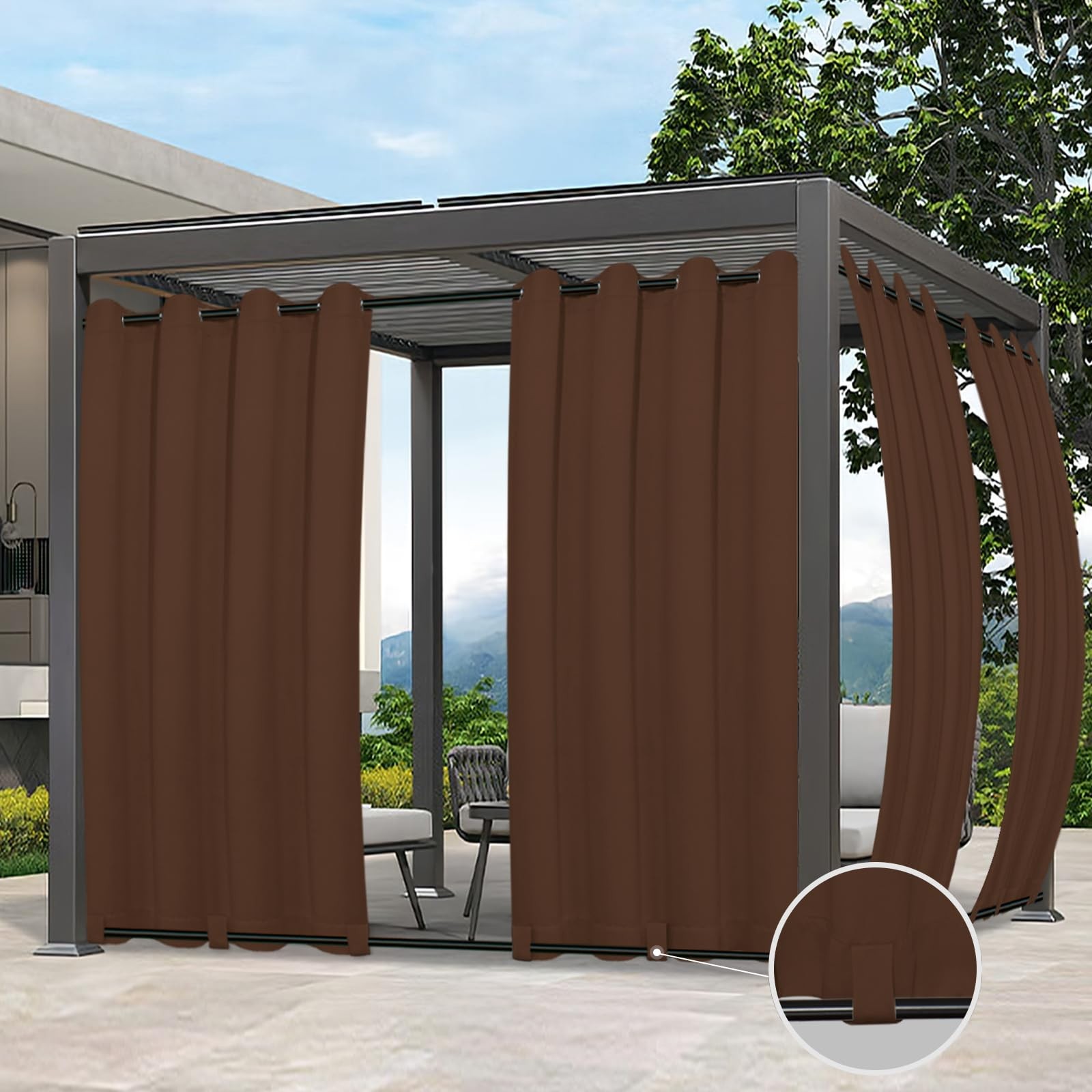 Outdoor Curtains Waterproof Windproof Weatherproof Curtain for Patio, Cabana,…