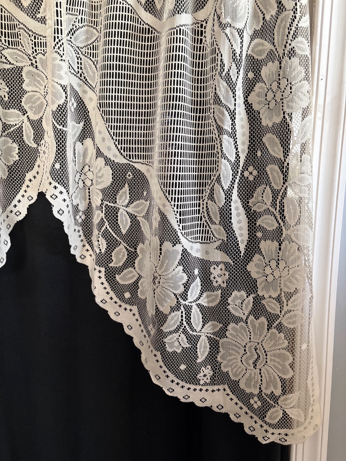 Floral Lace Rod Pocket Window Valance Cream 72×36 Vintage Look