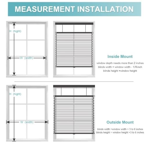 Top Down Bottom Up（TDBU Cellular Shades, 1.5 inch 37″W x 72″H White-blackout
