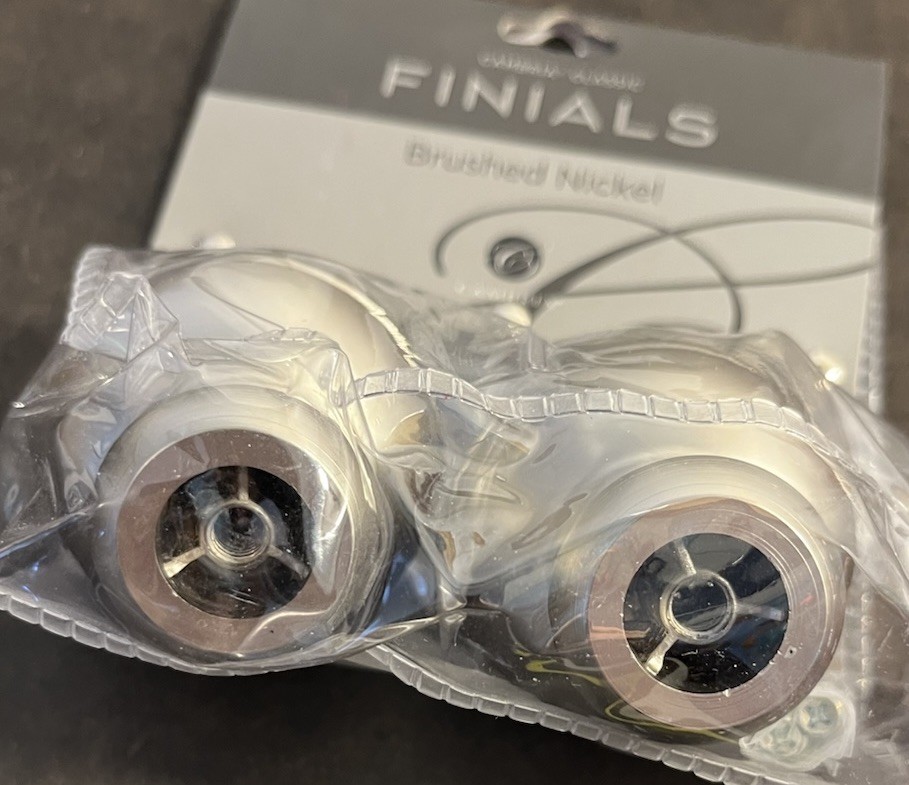 Cambria Orbit Finials in Brushed Nickel 2-Pack Brand New #218108