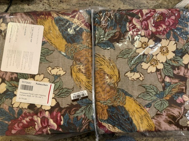 Pottery Barn Set of 2 Pheasant Floral Curtains 50″ x 84″ 2 Sets Available!