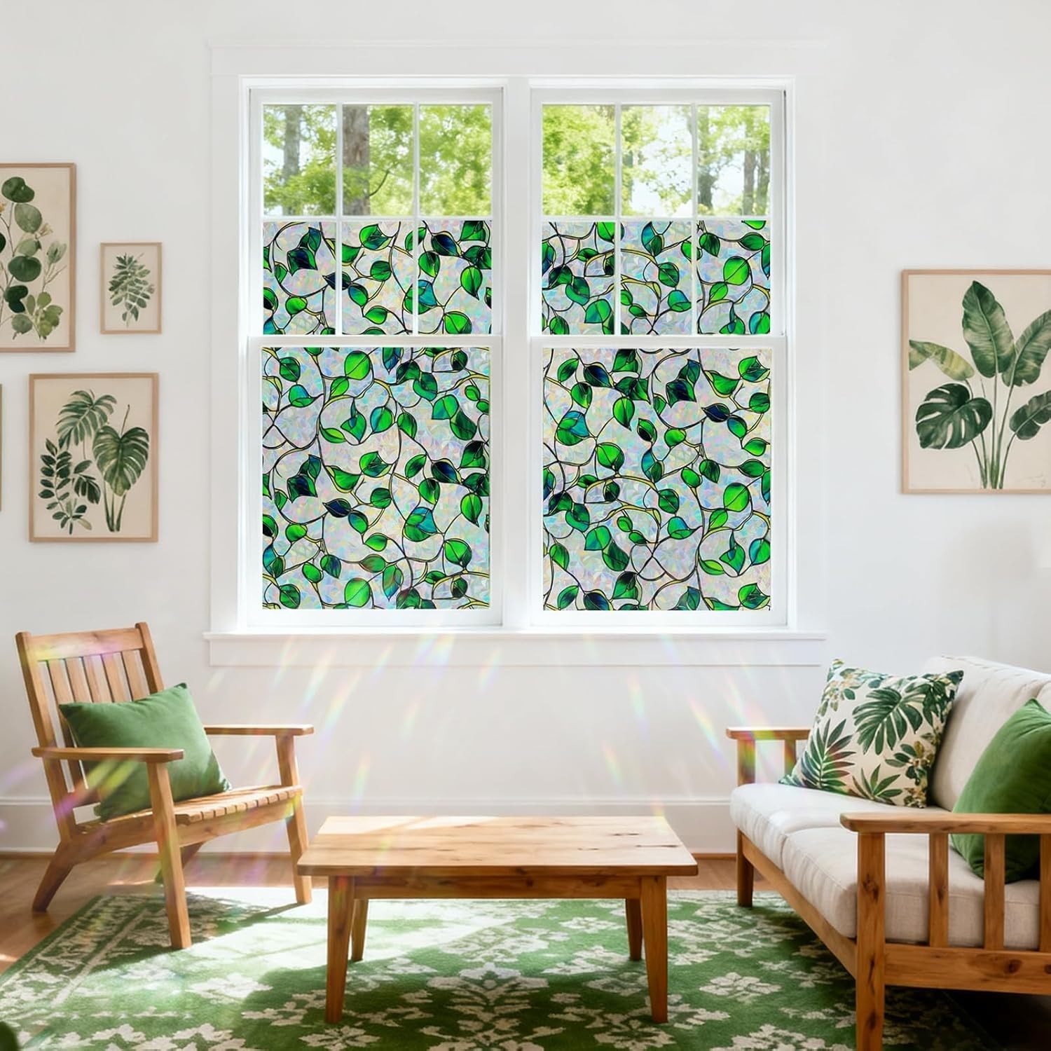 Vinyl Rainbow Static Cling Window Film – 90% UV Protection, Removable Design