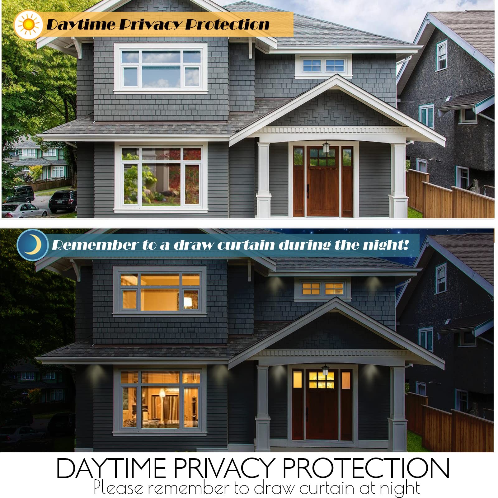 HIDBEA One Way Privacy Window Film Daytime Mirror Reflective Heat Control UV Sun