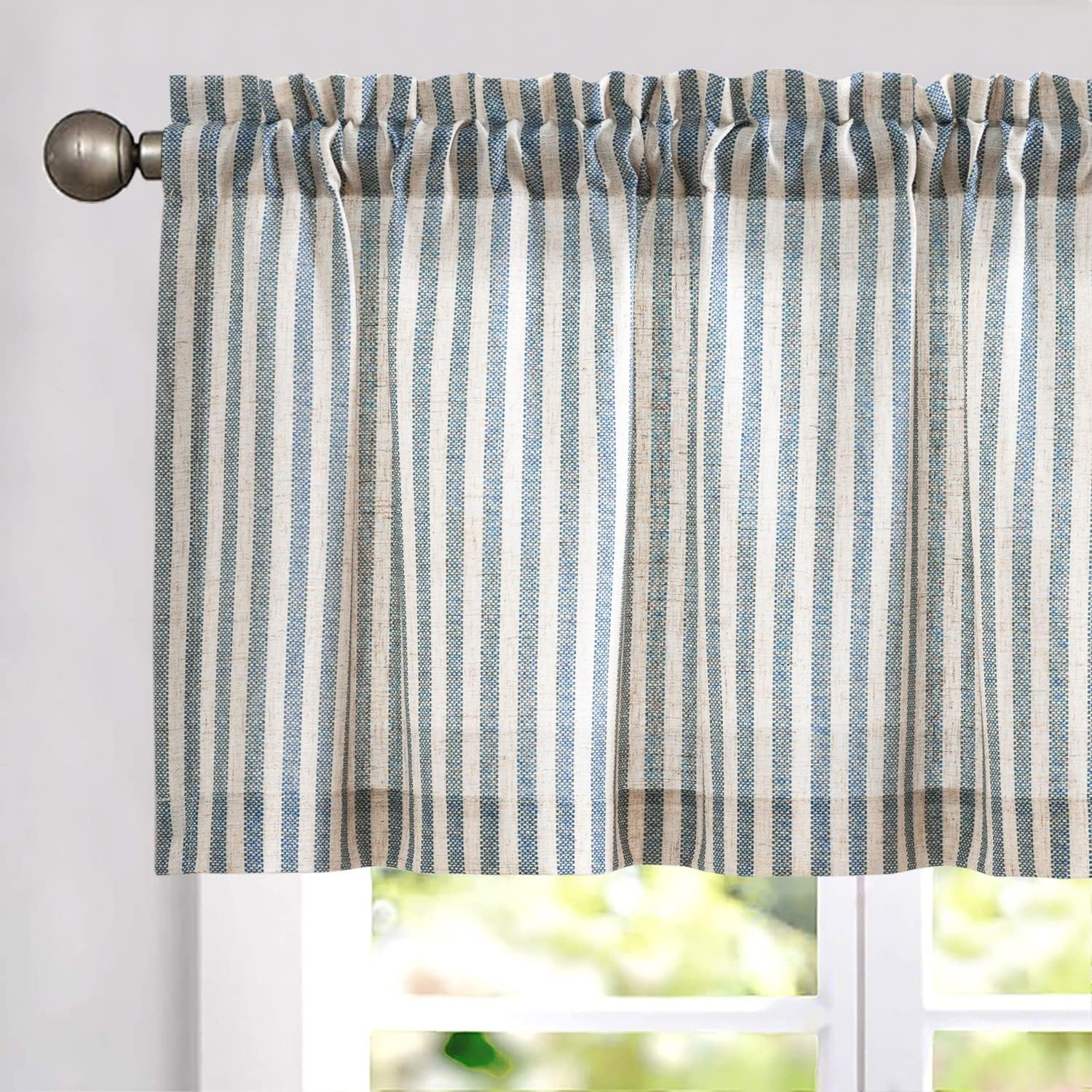 Kitchen Valance Linen Stripe Short Farmhouse Country Rustic Tickingstripe Light