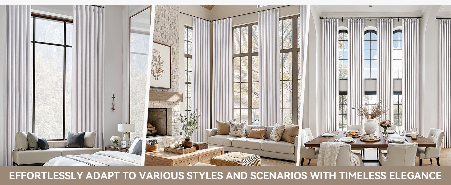 13ft 100% Blackout Curtains Pinch Pleated Double Layer Beige White Black Out