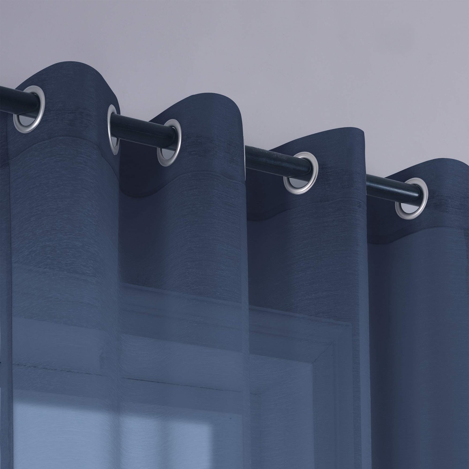 Navy Blue Curtains 72 Inch Length for Bedroom 2 Panels Set Semi Sheer Grommet…