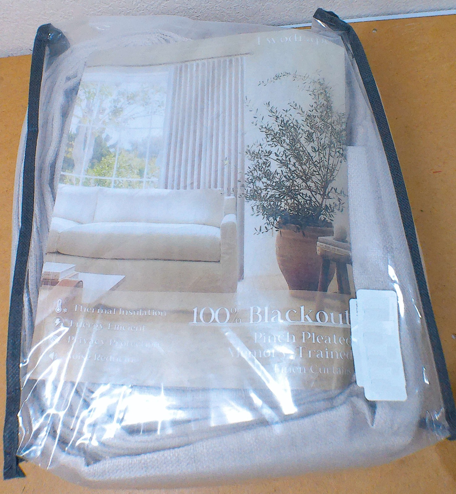 Extra Wide Pleated Linen 100% Blackout Curtains 84 Inches Long.
