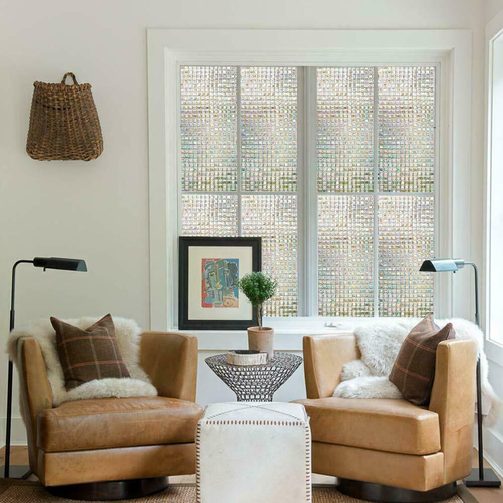 3D No Glue Static Decorative Privacy Mosaic Window Films for Glass 17.7″x78.7″