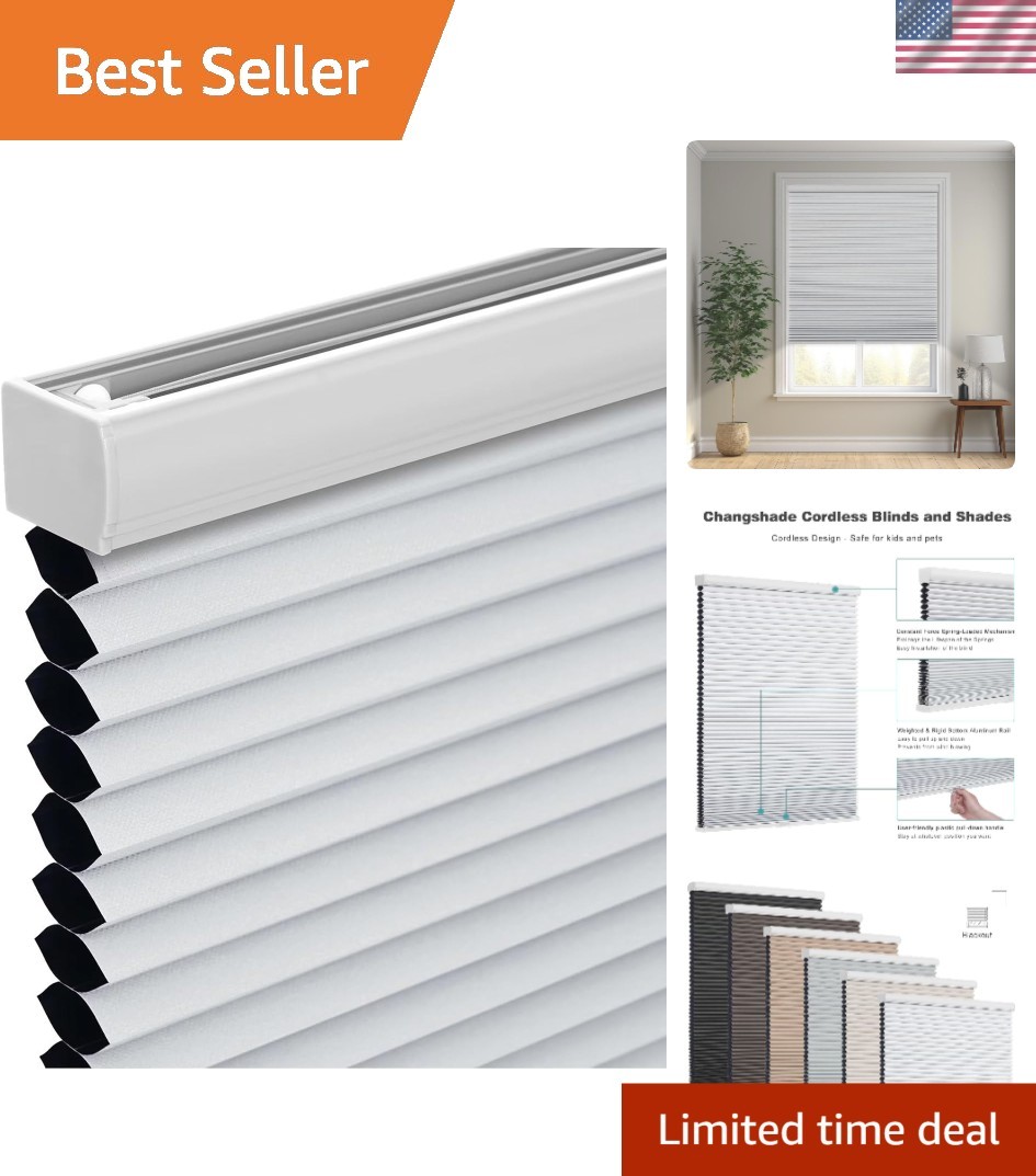 Cordless Cellular Shades Blackout Honeycomb Blinds for Windows Room Darkening…