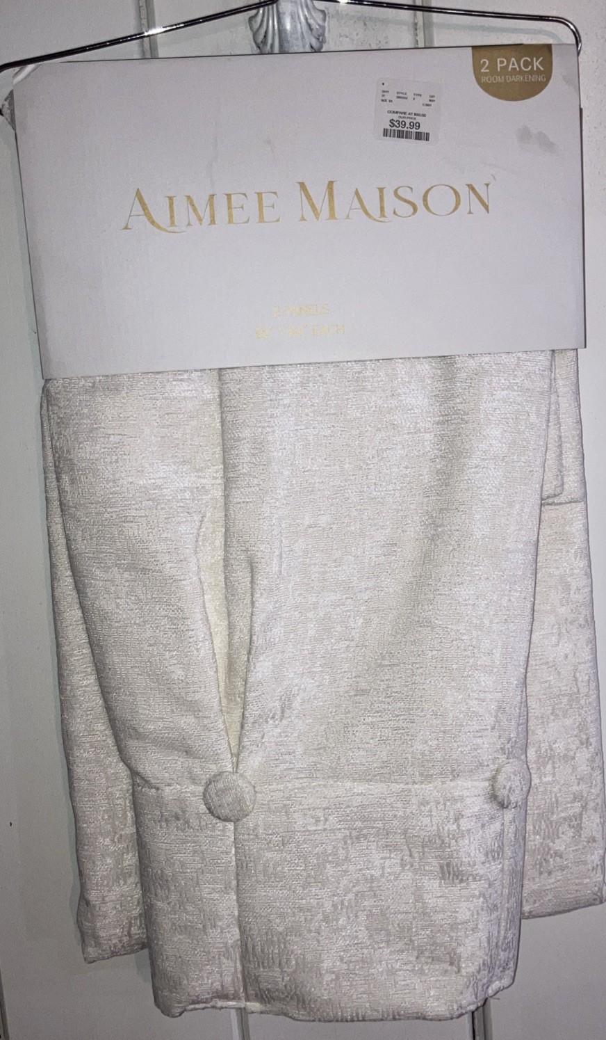Aimee Maison room darkening curtains, each panel measuring 36″ x 84″ – Brand New