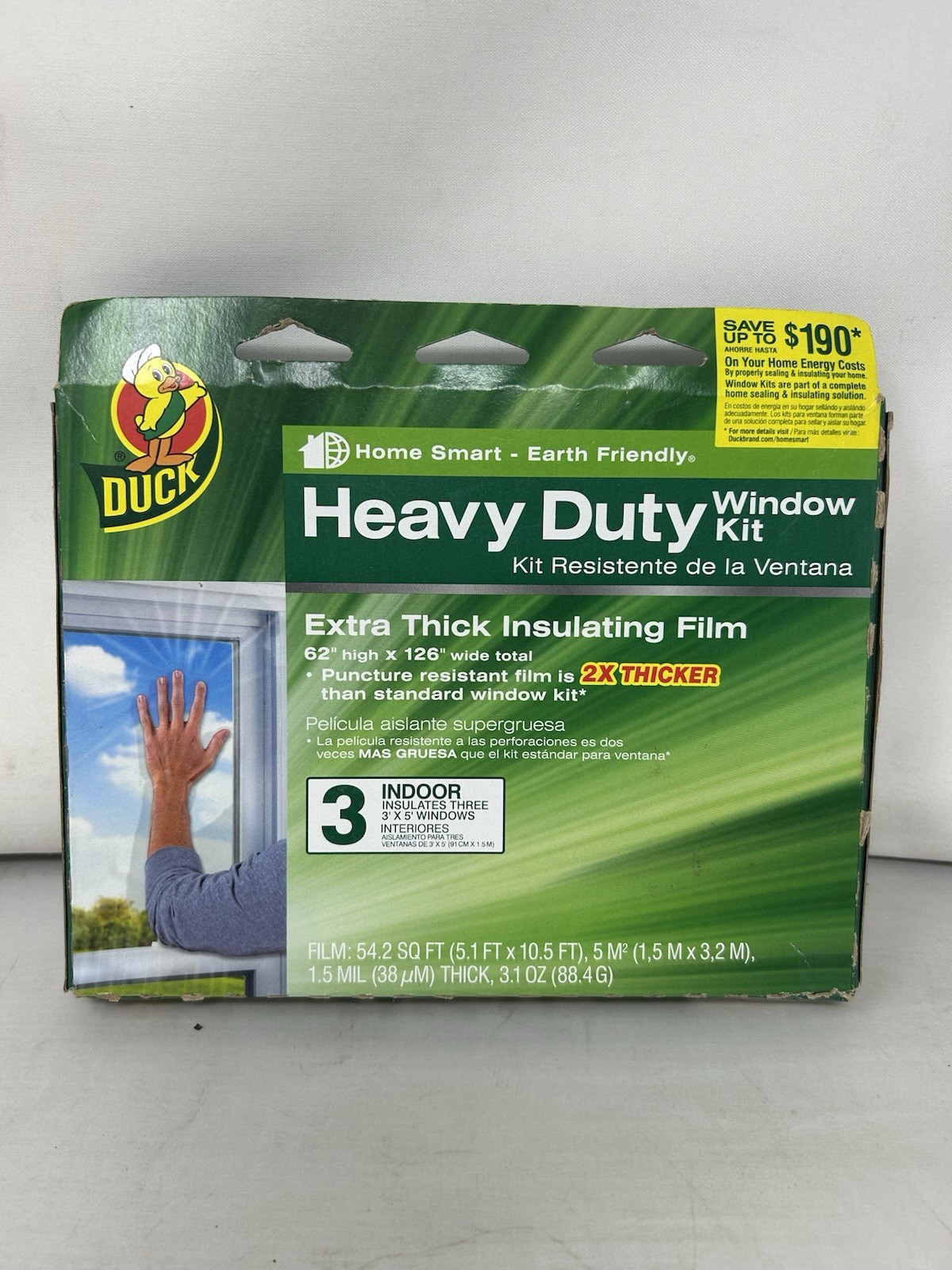 NOS Duck Extra Thick Heavy Duty Insulating Film 3 Window Kit (total 62″ x 126″)