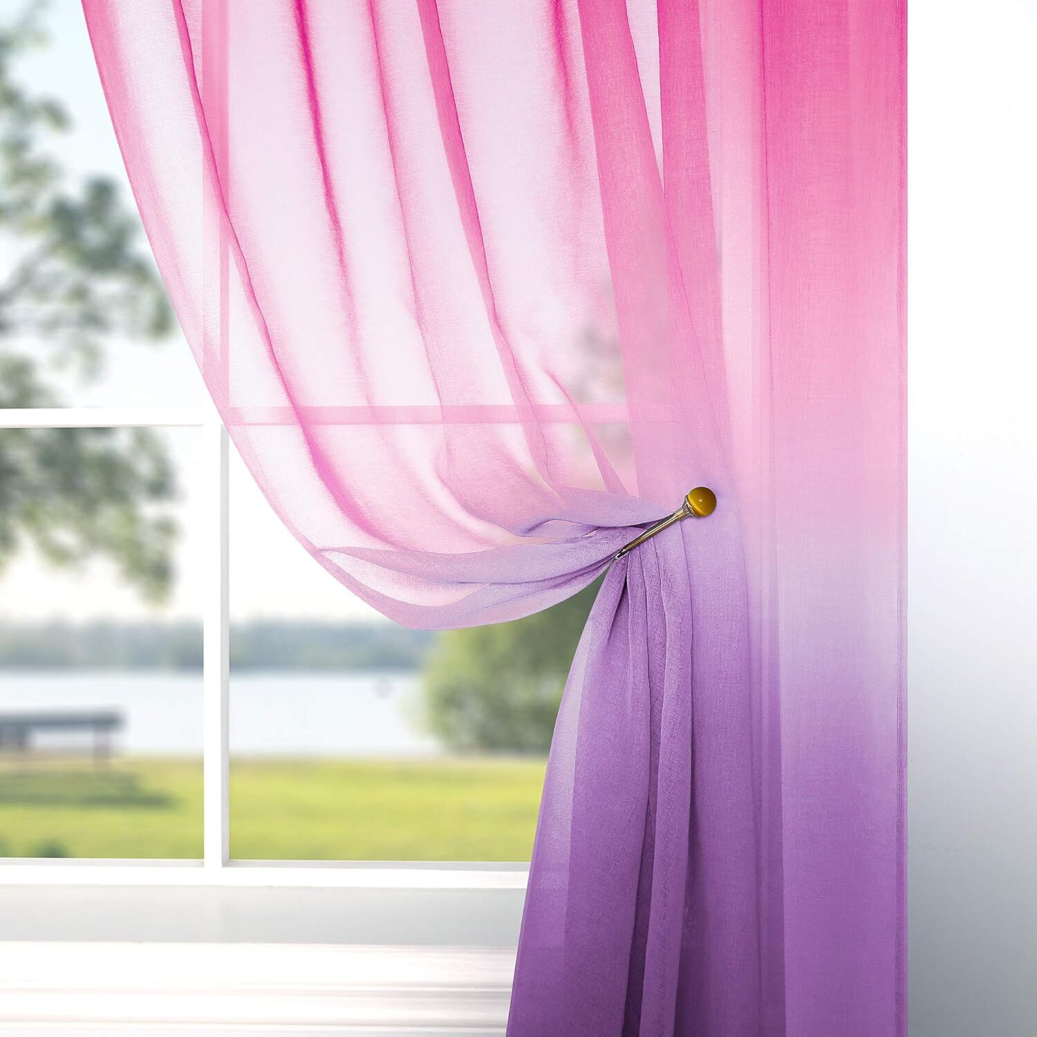 Pink and Purple Curtains for Girls Bedroom Decor Set 1 Single Panel Pocket Windo