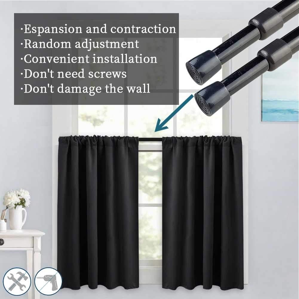 2pcs Spring Tension Curtain Rod，28-43 Inches Adjustable Expandable Pressure B…