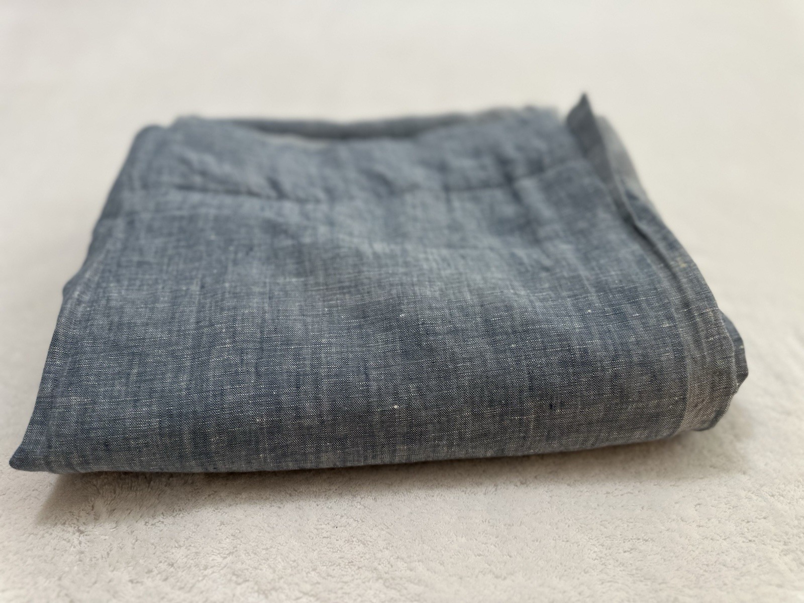 1 Pottery Barn Belgian Flax Linen Curtain Drape Cotton Lined 50”x84” Chambray