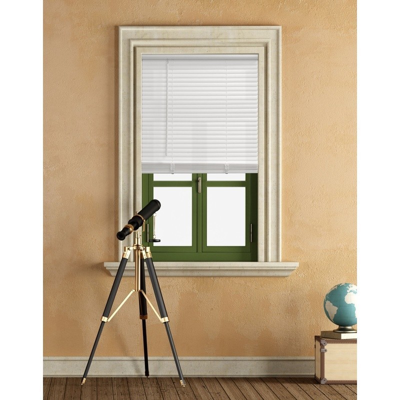 1″ Cordless Vinyl Light Filtering Mini Blinds White, 32″ W x 64″ L