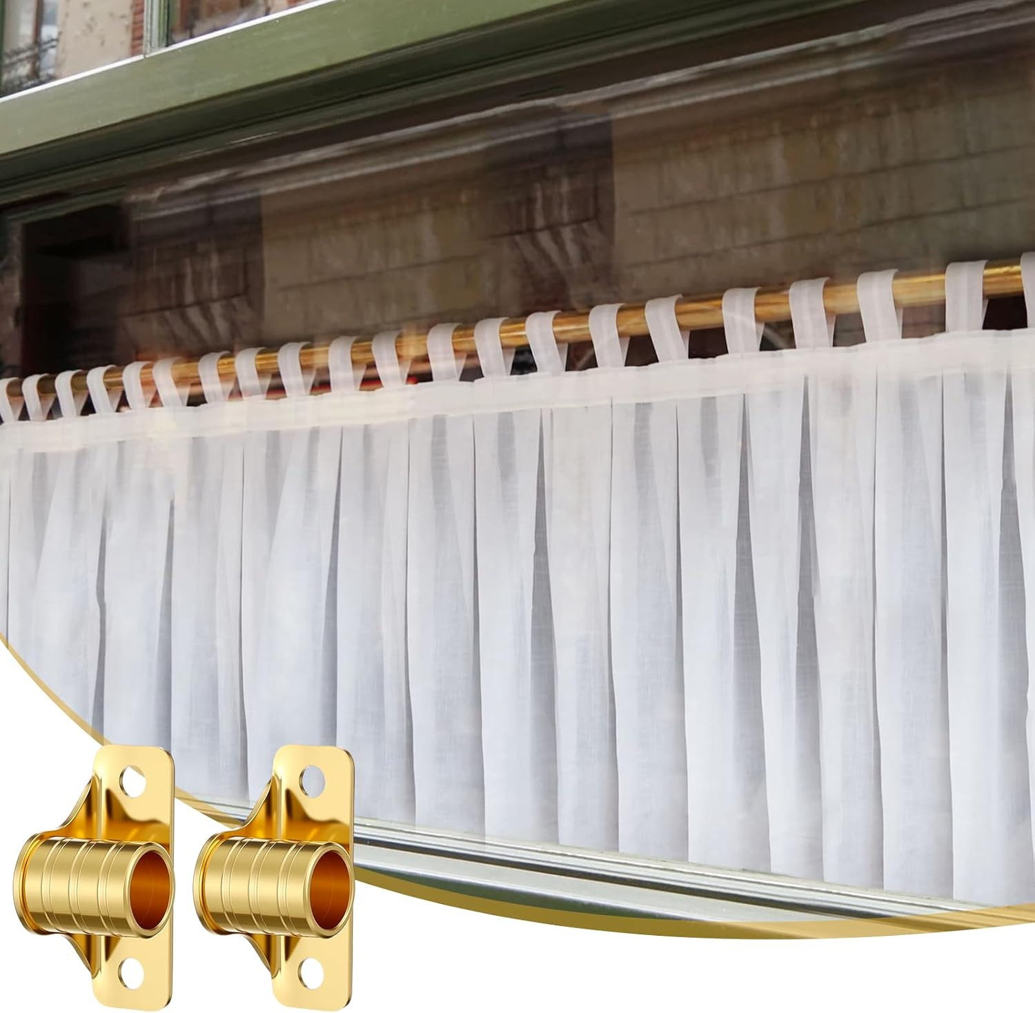 4 Pcs outside Mount Curtain Rod Bracket 3/8″ Brass Bracket Set