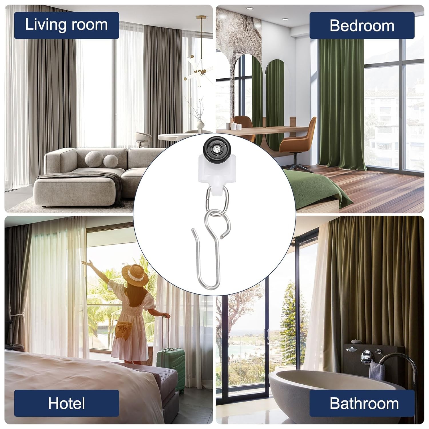 uxcell 30Pcs Curtain Track Rollers Curtain Rail Pulleys Runners Plastic Ceiling