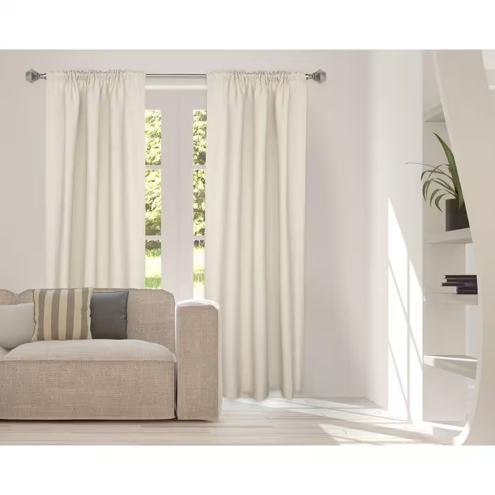 36 In. – 66 In. Telescoping 3/4 In. Single Curtain Rod Kit in Brushed Nickel wit
