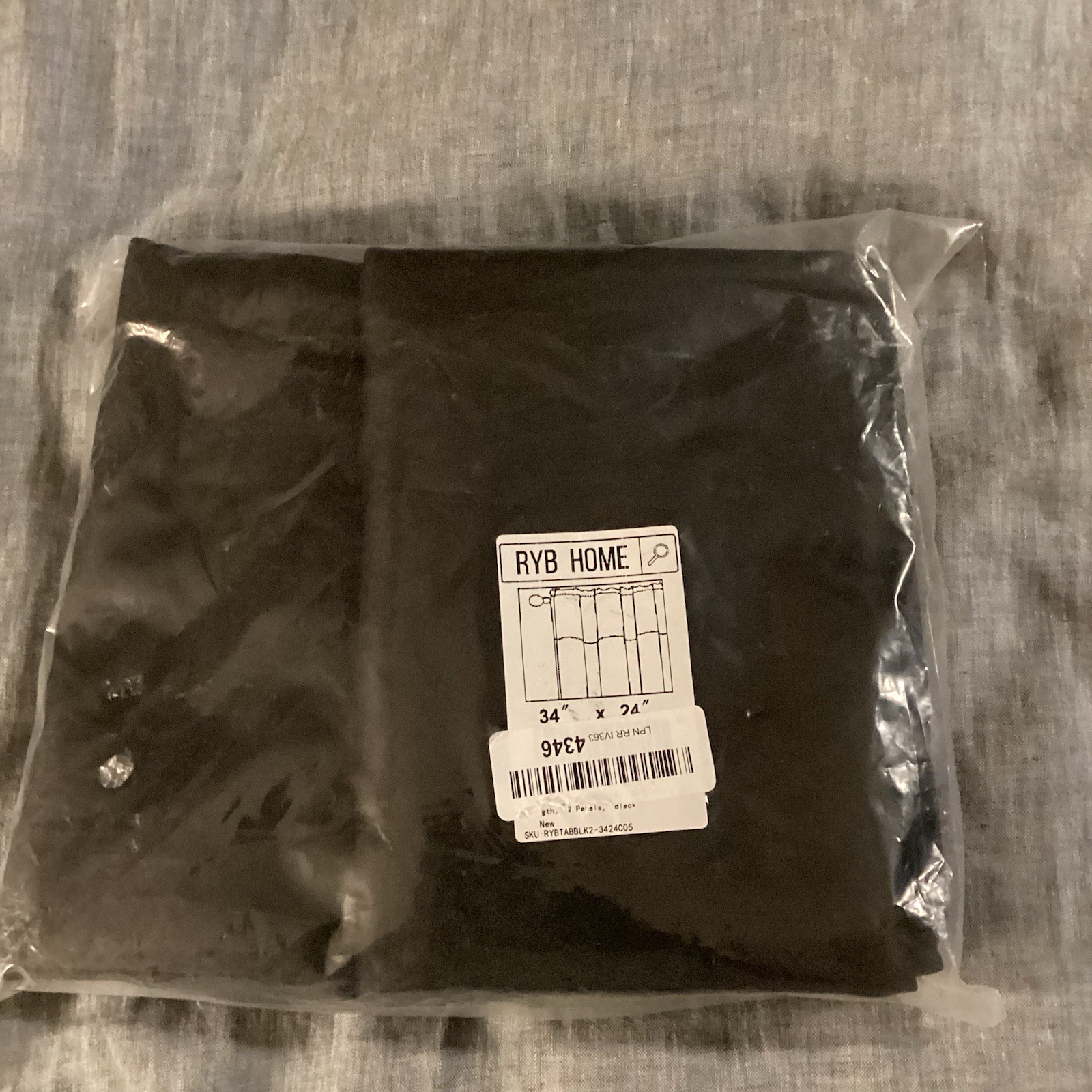 RYB HOME Blackout Curtains in Black Privacy in any room 34″ width x 24″ length