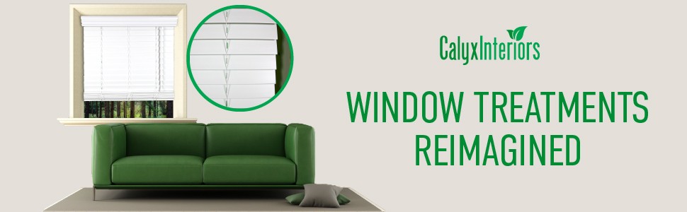CALYX INTERIORS 2″ Slat Faux Wood Blind with Royal Valance, Cordless, 58.5″W x