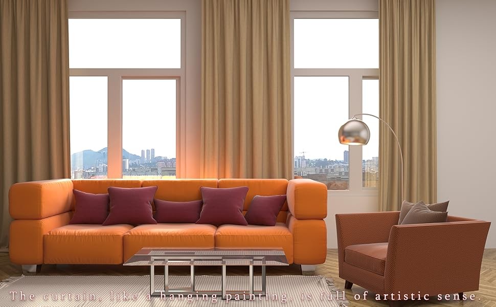Blackout Curtains with Metal Rings, Suitable for Bedroom/Living Room, Glass
