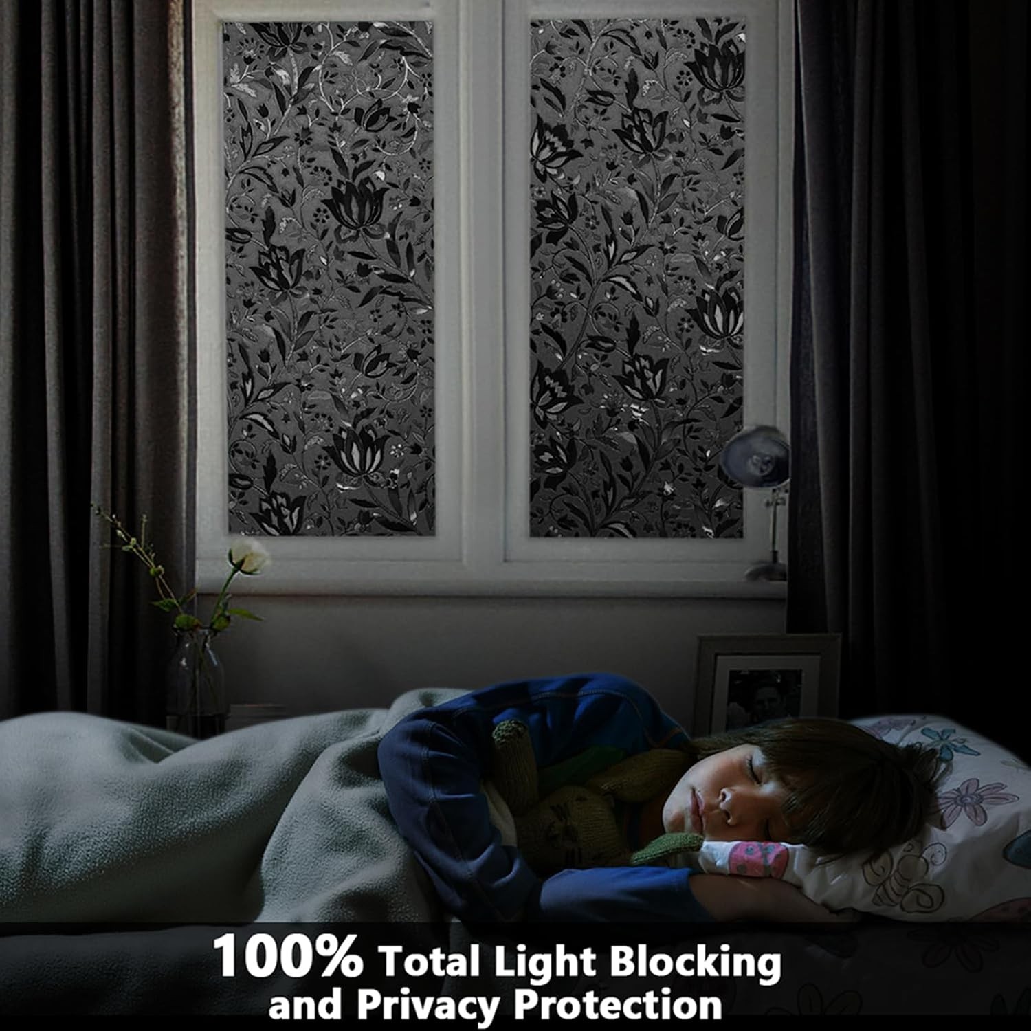 rabbitgoo Black Window Film Rainbow Static Cling Stained Glass Sticker 60x200cm
