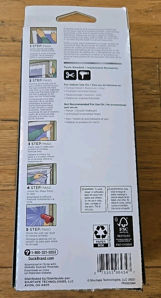 Duck Brand 62 in. x 420 in. Rolled Shrink Film Window Kit, Fits up to 10 Windows