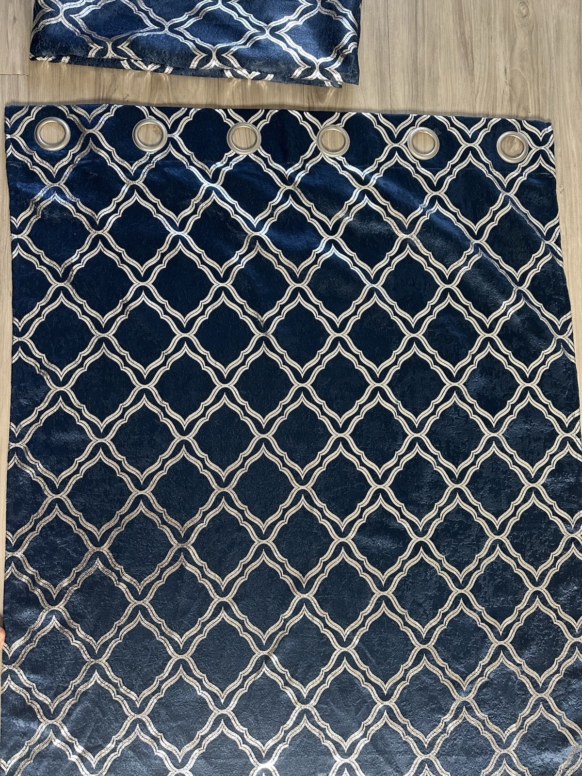 Blackout curtains blue with silver. 2 panels size 37w 83H