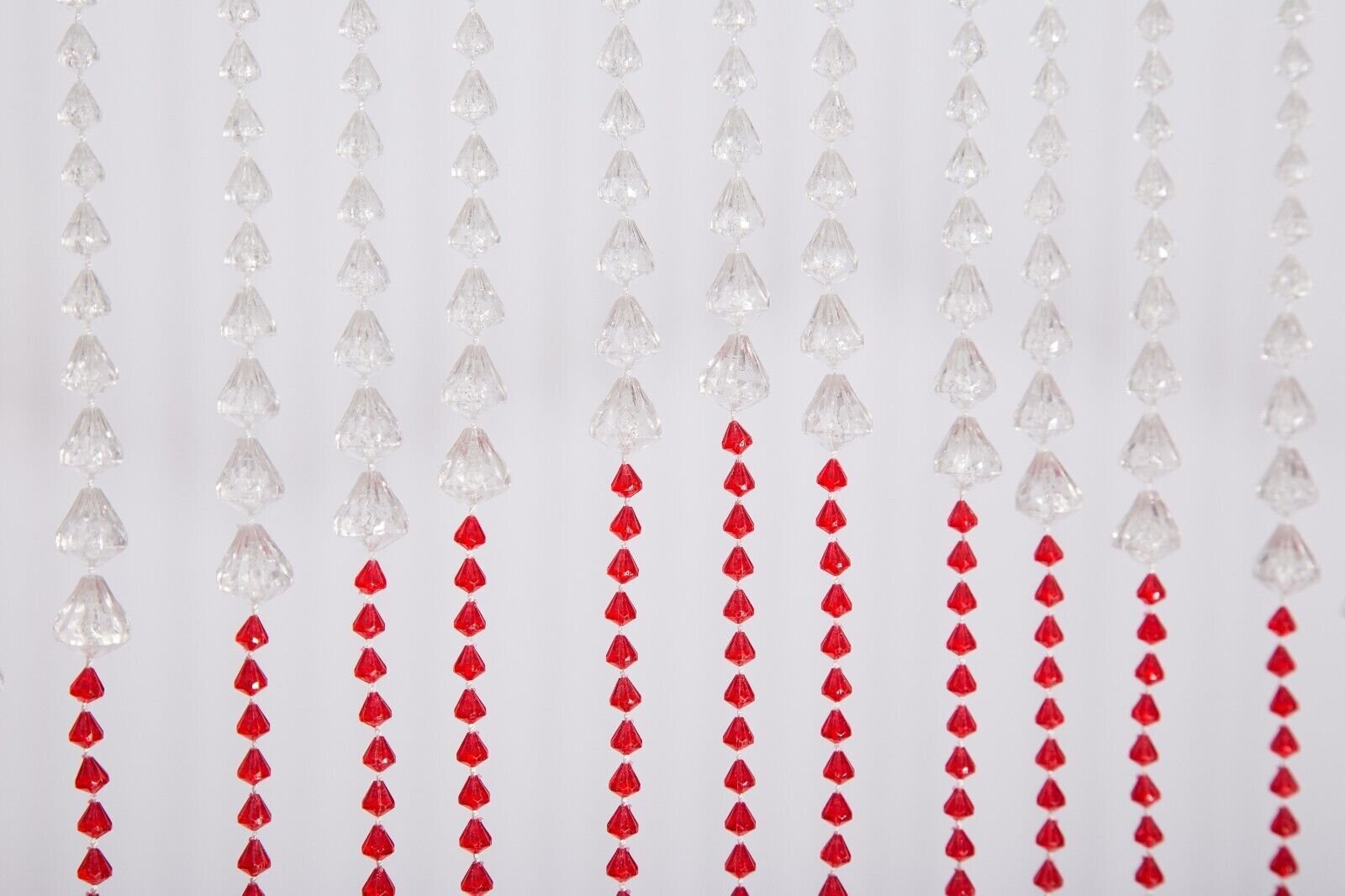 Beautiful Acrylic Beaded Valance Curtain Window Door Room Divider – Red Teardrop