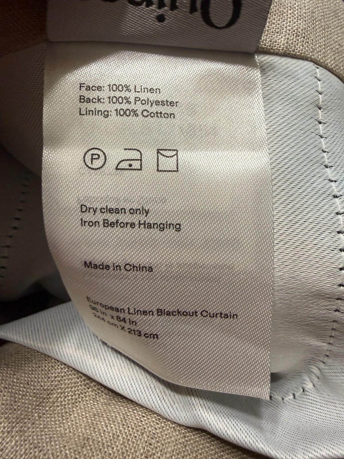 Quince European Linen True Blackout Curtain Panel Flax 96×84 Single